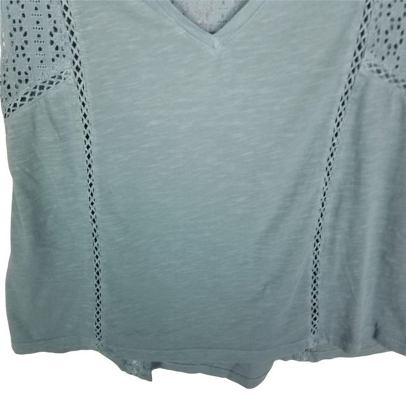 Sundance Womens Blue Eyelet Crochet Blouse Top V-N - Picture 3 of 5